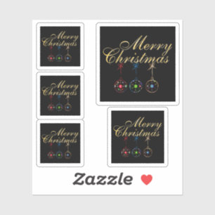 Elegant Merry Christmas Snowflake Art Sticker