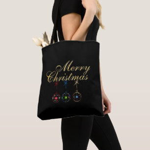 Elegant Merry Christmas Snowflake Art Tote Bag