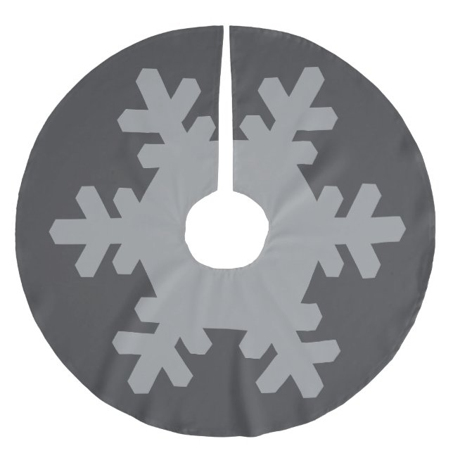 Elegant Merry Christmas Snowflake Patterns Grey Brushed Polyester Tree Skirt (Front)