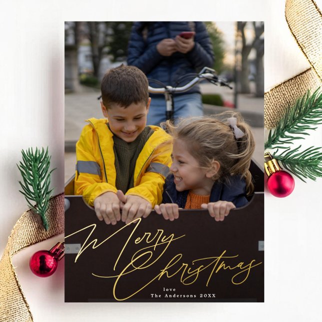 Elegant Merry Christmas | Splendor Photo Foil Holiday Card (Creator Uploaded)