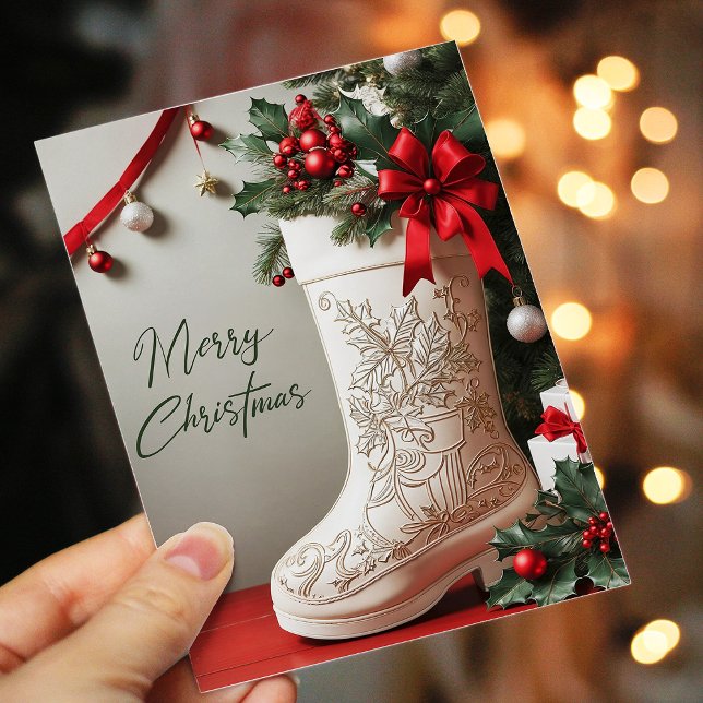 Elegant Merry Christmas Stocking Holiday Card (Creator Uploaded)
