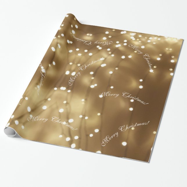 Elegant Merry Christmas String of Lights Festive Wrapping Paper (Unrolled)