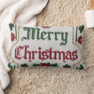 Elegant Merry Christmas Throw Pillow Cover Festive