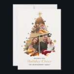 Elegant Merry Christmas Tree 4 Photo Family News  Holiday Card<br><div class="desc">Create a stunning and memorable Christmas card this holiday season. Our "Christmas Tree Photo Collage" card features a captivating collage of tree photos meticulously arranged to form a charming Christmas tree shape. Against a delicate tan background, the collage radiates warmth and rustic elegance, perfect for conveying your heartfelt wishes. Plus,...</div>