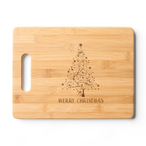 Elegant Merry Christmas Tree Cutting Board