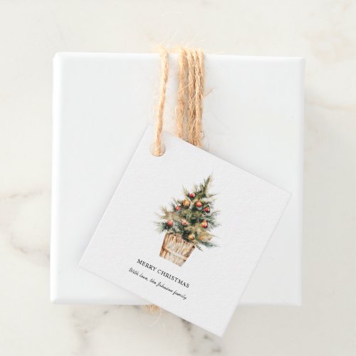 Elegant Merry Christmas Tree Favor Tags