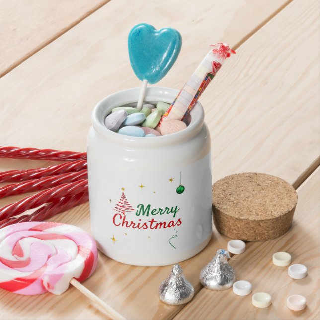 Elegant Merry Christmas Tree Holiday Design Candy Jar (In Situ)