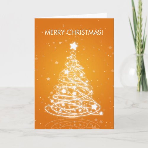 Elegant Merry Christmas Tree MOD Orange Holiday Card