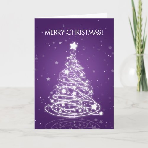 Elegant Merry Christmas Tree MOD Purple Holiday Card