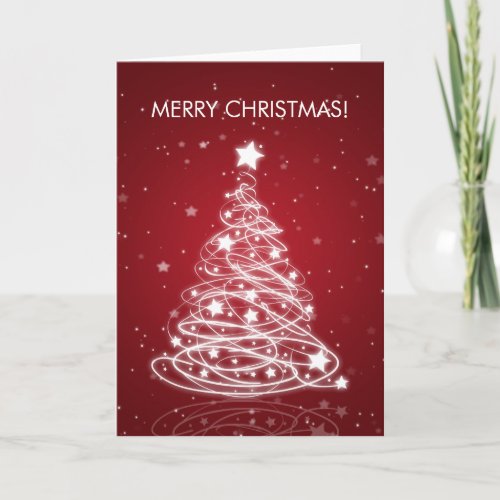 Elegant Merry Christmas Tree MOD Red Holiday Card