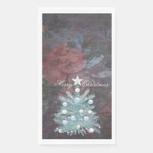 Elegant Merry Christmas Tree Paper Guest Towels