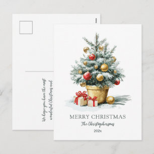 Elegant Merry Christmas Tree Postcard
