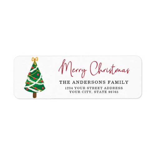 Elegant Merry Christmas Tree Return Address Label