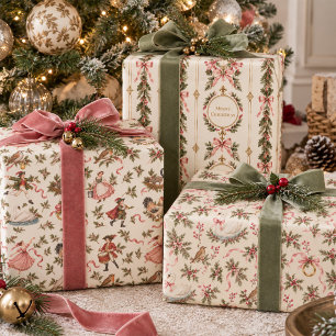 Elegant Merry Christmas Twelve Days of Christmas Wrapping Paper Sheets