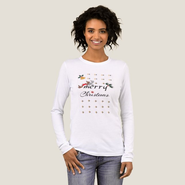 Elegant Merry Christmas Typography Design Tri-Blend Shirt (Front Full)