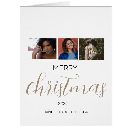 Elegant Merry Christmas Wishes Holiday Photo Card