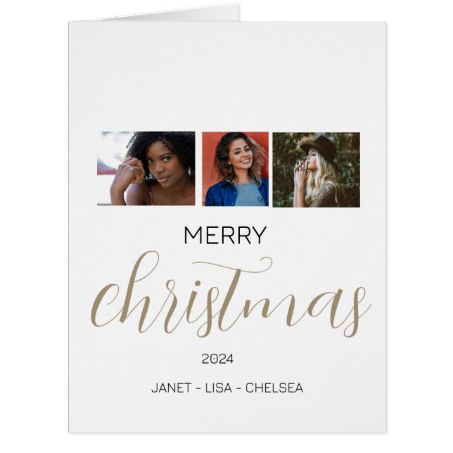 Elegant Merry Christmas Wishes Holiday Photo Card (Front)