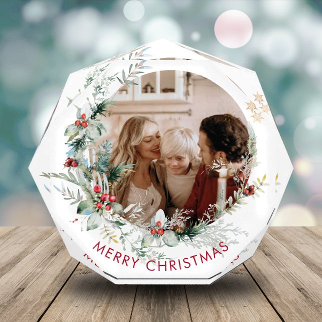 Elegant Merry Christmas wreath Photo Block (Creator Uploaded)