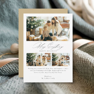 Elegant Merry Everything 3 Photo Christmas Family Holiday Card