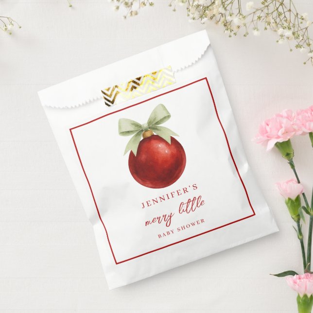 Elegant Merry Little Christmas Baby Shower Favor Bag (Sealed)