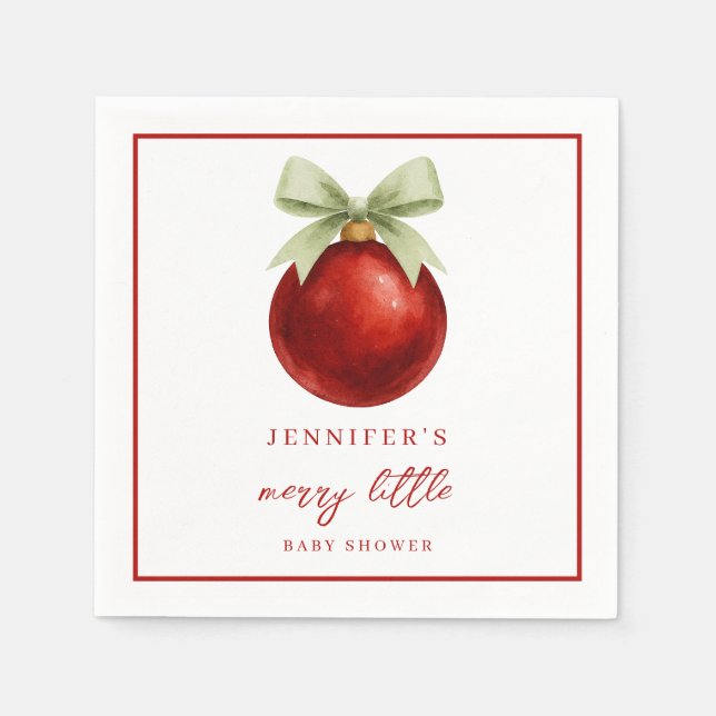 Elegant Merry Little Christmas Baby Shower Napkins (Front)