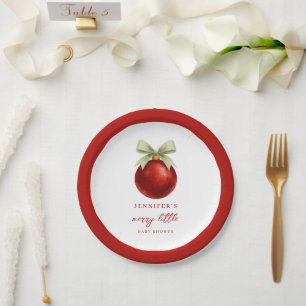 Elegant Merry Little Christmas Baby Shower Paper Plates