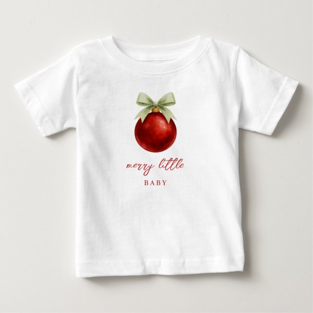 Elegant Merry Little Christmas Cute Baby T-Shirt (Front)