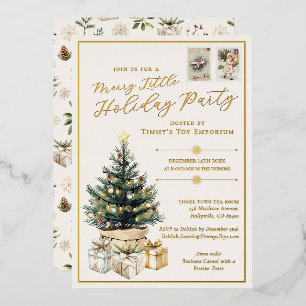 Elegant Merry Little Corporate Holiday Party Foil Invitation