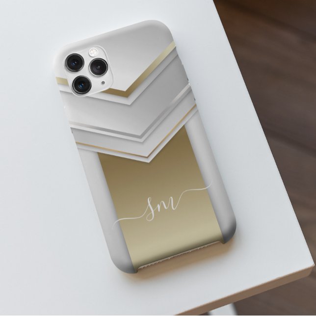 Elegant Metal 3D look Calligraphy Gold Monogram    Case-Mate iPhone Case (Creator Uploaded)