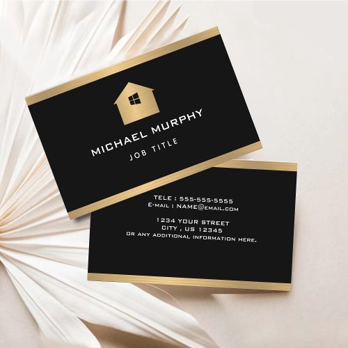 Elegant Metal Gold Brushed Home Logo Business Card
