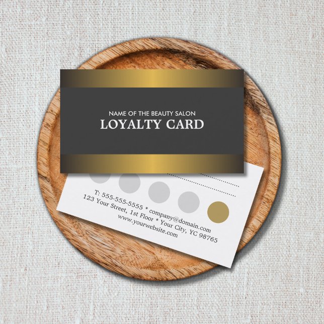 Elegant Metal Gold Gray Salon Loyalty Card (Creator Uploaded)