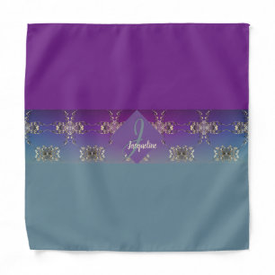 Elegant Metal-like Monogram Purple Bandana