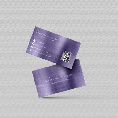 Elegant Metal Midnight QR Code Connect with us Business Card