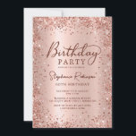 Elegant Metal Rose Gold Glitter 60th Birthday  Invitation<br><div class="desc">Modern elegant rose gold metallic and glitter 60th birthday party invitations. This adult girly card design features stylish handwritten calligraphy script,  blush pink or rose gold faux brushed metallic background with loose glam glitter frame around. Easy to personalize,  perfect for any age.</div>