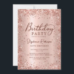 Elegant Metal Rose Gold Glitter 60th Birthday  Invitation<br><div class="desc">Modern elegant rose gold metallic and glitter 60th birthday party invitations. This adult girly card design features stylish handwritten calligraphy script,  blush pink or rose gold faux brushed metallic background with loose glam glitter frame around. Easy to personalize,  perfect for any age.</div>