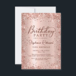 Elegant Metal Rose Gold Glitter 70th Birthday  Invitation<br><div class="desc">Modern elegant rose gold metallic and glitter 70th birthday party invitations. This adult girly card design features stylish handwritten calligraphy script,  blush pink or rose gold faux brushed metallic background with loose glam glitter frame around. Easy to personalize,  perfect for any age.</div>