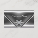 Elegant Metal Silver Diamond Jewel Business Card at Zazzle