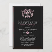Elegant Metallic Blush Pink Masquerade Sweet 16 Invitation (Front)