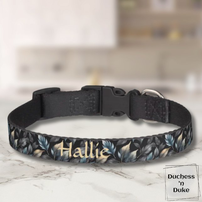 Elegant Metallic Botanical Leaves Pet Collar (Elegant Metallic Botanical Leaves Pet Collar)