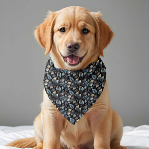 Elegant Metallic Botanicals Leaves Dog  Bandana