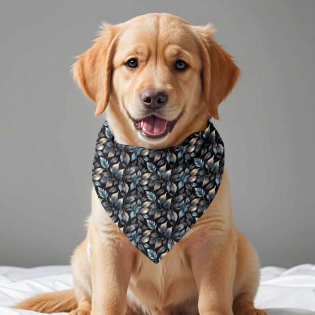 Elegant Metallic Botanicals Leaves Dog  Bandana (Elegant Metallic Botanicals Leaves Dog Bandana)