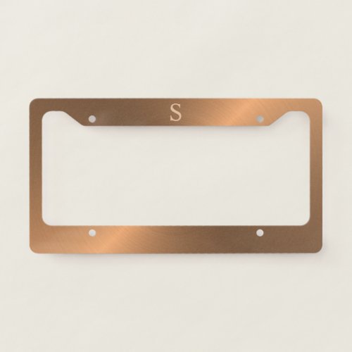 Elegant Metallic Bronze Monogram Mens License Plate Frame
