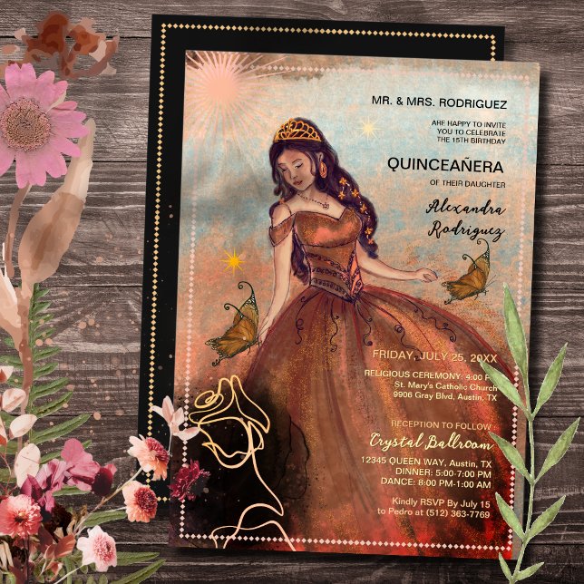 Elegant Metallic Copper-Luxe Gown Invitation (Elegant Metallic Copper-Luxe Gown Invitation)