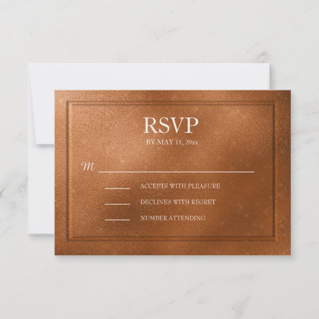 Elegant Metallic Copper Wedding RSVP (Front)