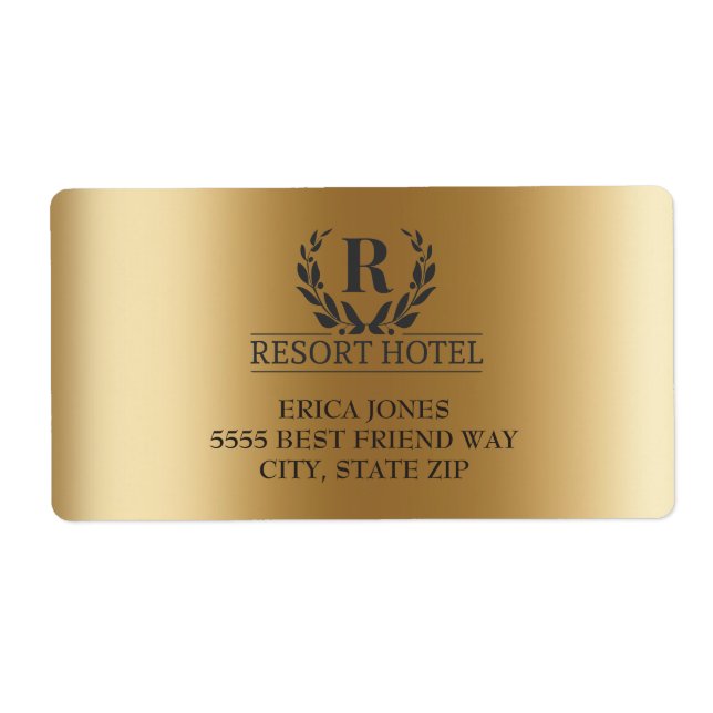 Elegant Metallic Gold Add Logo Background Label (Front)
