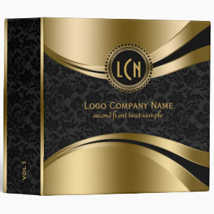 Elegant Metallic Gold & Black Damasks 3 Ring Binder