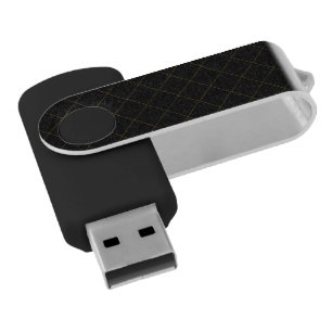 Elegant Metallic Gold Box Stripe Black Flash Drive