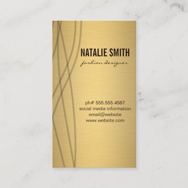Elegant Metallic Gold Business Card (Front)