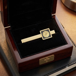 Elegant Metallic Gold Cross Finish Tie Bar