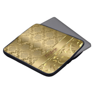 Elegant Metallic Gold Damasks And Lace 2 Laptop Sleeve